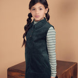 Teela Green Stripe Mock Neck