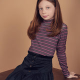 Teela Pink Stripe Mock Neck