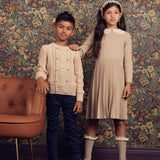 Teela Beige Cable Button Sweater
