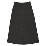 Teela Black Button Down Midi Skirt
