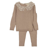 Teela Beige Lace Baby Knit Set