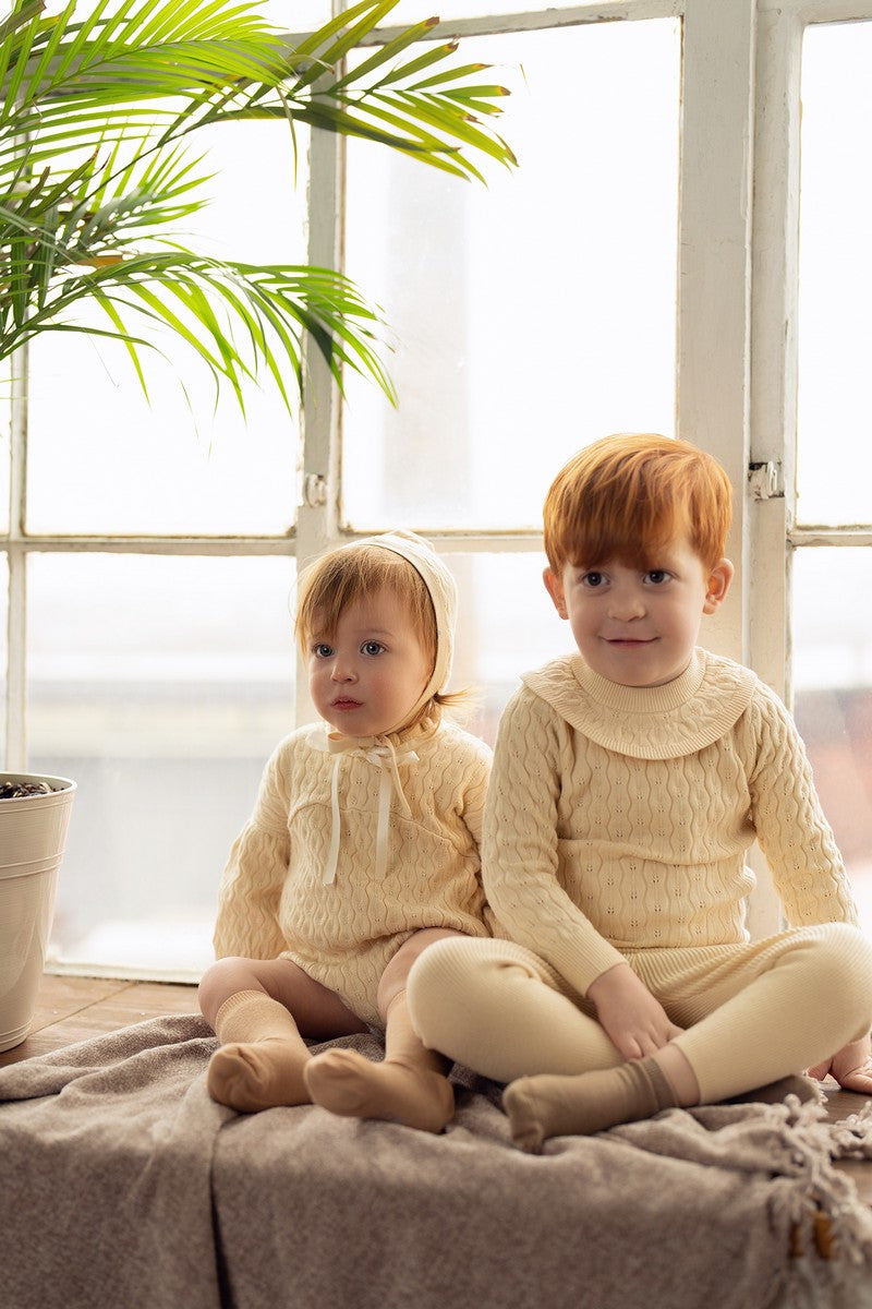 Teela Ecru Pointelle Baby Set