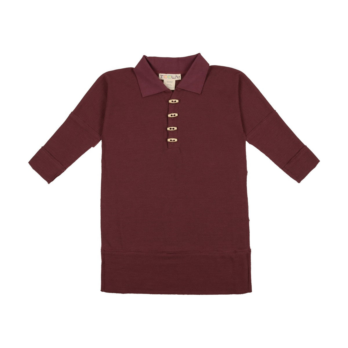 Teela Eggplant Waffle Polo Dress