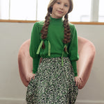 Teela Green Floral Print Short Pleated Skirt