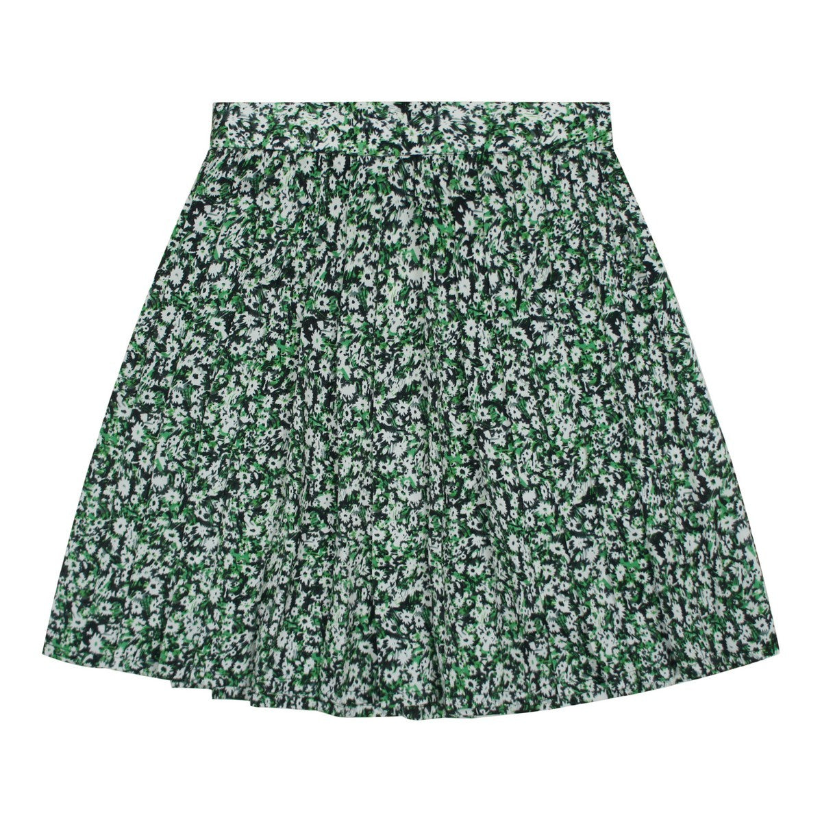 Teela Green Floral Print Short Pleated Skirt