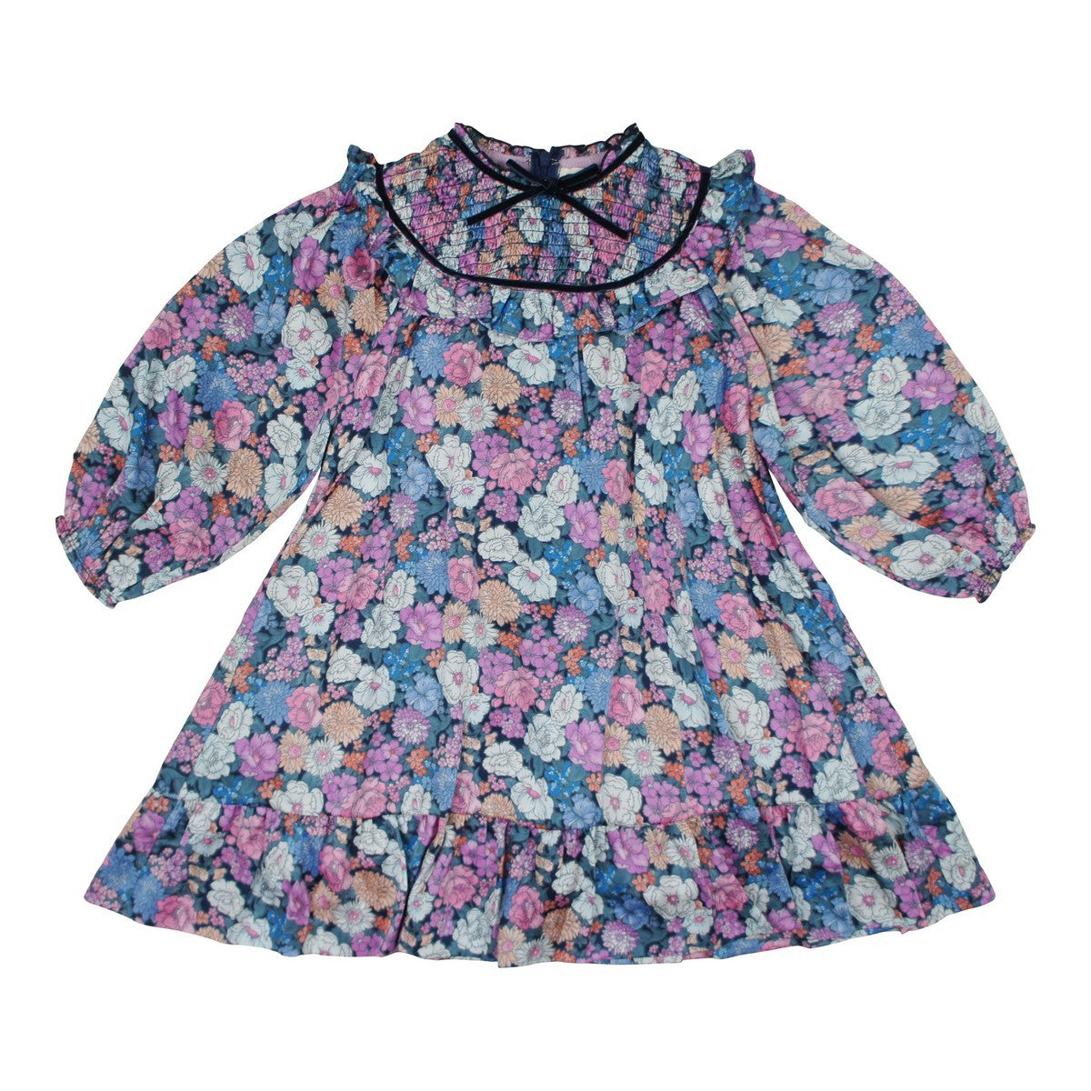 Teela Large Floral Print Smocked Yoke Dress