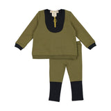 Teela Olive Colorblock Zip Set
