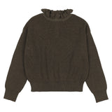 Teela Olive Ruffle Knit Top