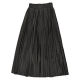Emm Black Leather Midi Skirt
