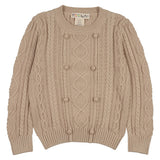 Teela Beige Cable Button Sweater