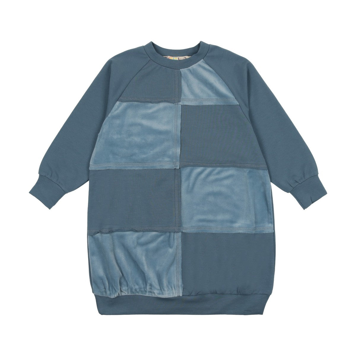Teela Bluestone Velour Patchwork Dress