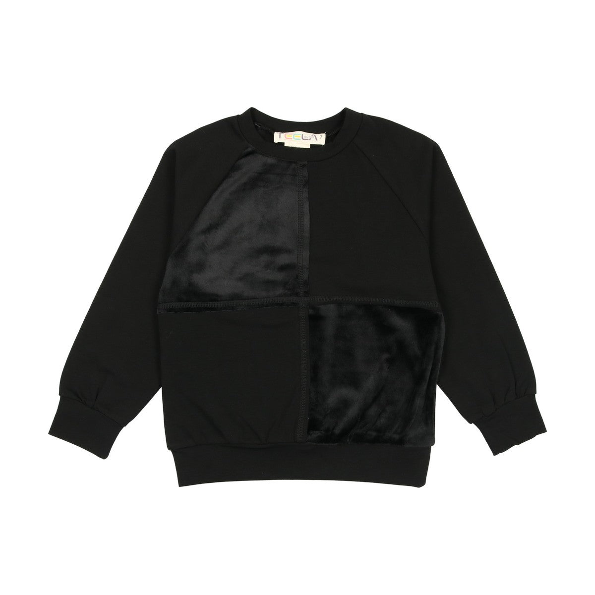 Teela Black Velour Patchwork Top