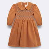 Birinit Petit Toffee Embroidered Smocked Dress