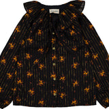 Louis Louise Black Romantic Flower Lurex Angele Blouse