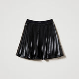 Twinset Black Pleated Pleather Skirt