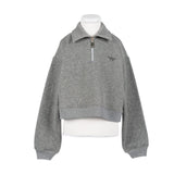 Twinset Dark Grey Melange Lurex Polo Sweatshirt