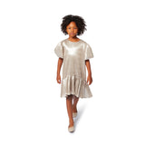 Billieblush Gold Shiny Balloon Sleeve Dress