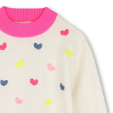 Billieblush Ivory Embroidered Hearts Sweater