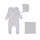 Bee & Dee Crisp Blue Pointelle Knit Collar Take Me Home Set