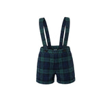 Pernille Navy Plaid Maris Suspender Overalls