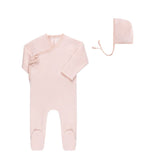 Ely's & Co Baby Pink Velour Footie & Bonnet Set