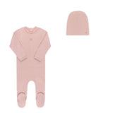 Ely's & Co Pink Embroidered Flower Footie & Beanie