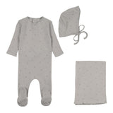 Bee & Dee Dusty Blue Pointelle Flowers Take Me Home Set