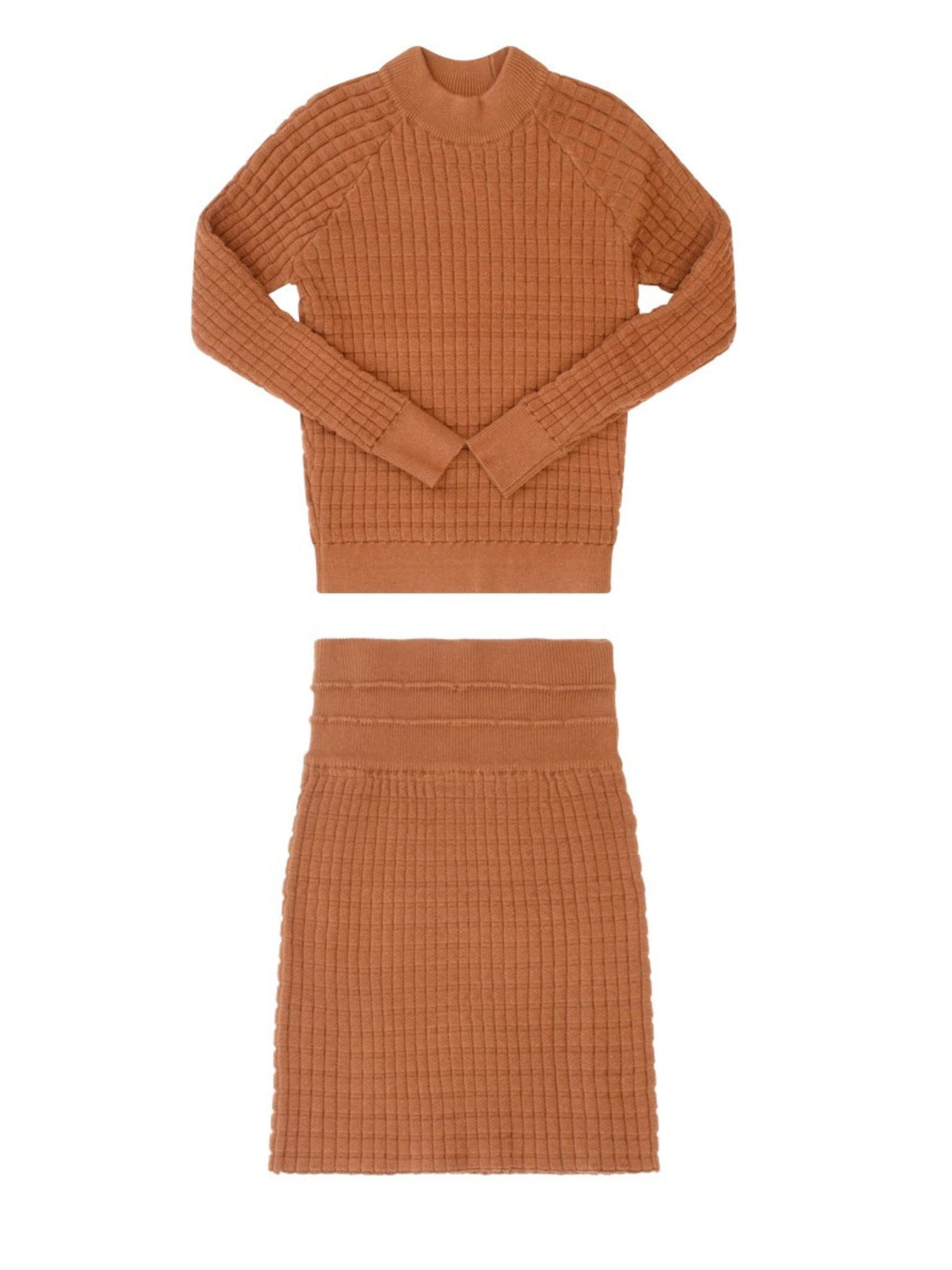 Klai Brown Textured Knit Set
