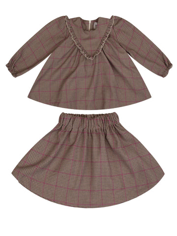 Kipp Multi Plaid Ruffle Two Piece Set