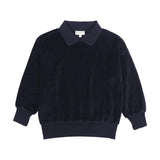 Bopop Navy Velour Polo Sweatshirt