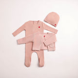 Bee & Dee Caramel Velour Cardigan Ribbed Footie Set