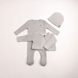 Bee & Dee London Fog Velour Cardigan Ribbed Footie Set