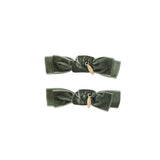 Project 6 Forest Moss Green Velvet Ties Clip Set of Two