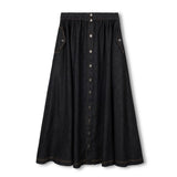 Vibe Black Denim Maxi Pocket Skirt