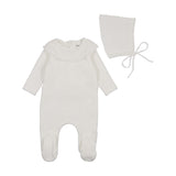 Bee & Dee Linen Vintage Soft Velour Footie Set