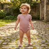 Bee & Dee Muted Pink Waffle Romper