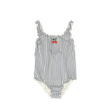 Water Club White/Blue Gathered Stripe Swimsuit