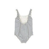 Water Club White/Blue Gathered Stripe Swimsuit