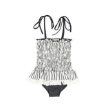 Water Club Smocked Stripe Fringe Swimsuit