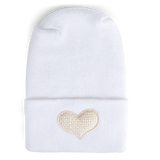 Adora Baby Ivory Weave Heart Hospital Hat