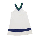 Bace Collection White Pique Varsity V-neck Dress