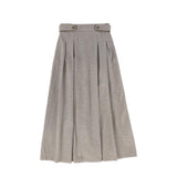 Bace Beige Herringbone Button Detail Skirt