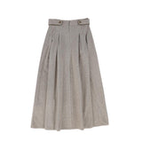 Bace Beige Herringbone Button Detail Skirt