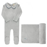 Aurora Blue Embroidered Collar Velour Take Me Home Set