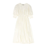 Valentina Beige Waisted Button Front Dress