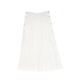 Valentina White Pleated Button Midi Skirt