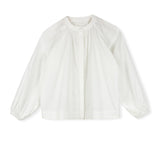 Lilou White Covered Placket Shirred Blouse