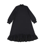 Bace Black Quilted High Low Ruffle Dress