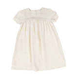 Bace Collection Oatmeal Pleated Detail Bubble Short Sleeve Dress
