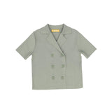 Le Bourdon Green Knit Double Breasted Short Sleeve Cardigan